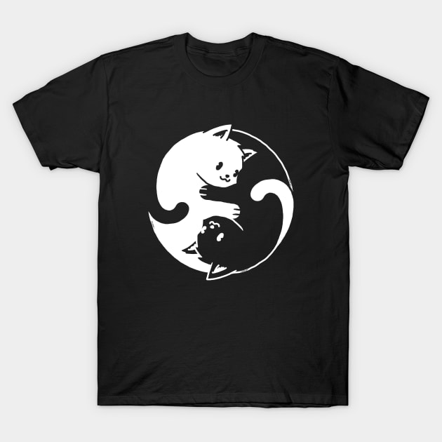 Yin Yang Cat Black & White T-Shirt by vo_maria